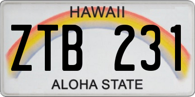 HI license plate ZTB231