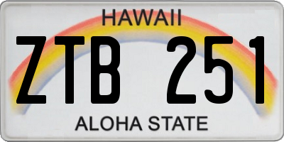 HI license plate ZTB251