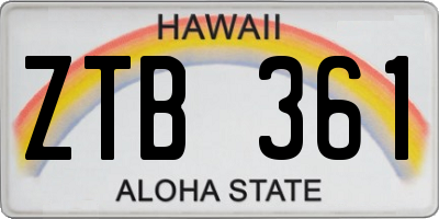 HI license plate ZTB361