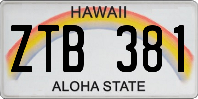 HI license plate ZTB381