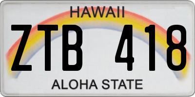 HI license plate ZTB418