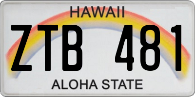 HI license plate ZTB481