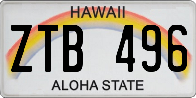 HI license plate ZTB496