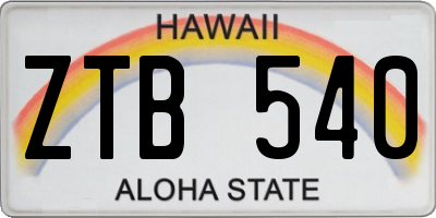 HI license plate ZTB540
