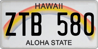 HI license plate ZTB580