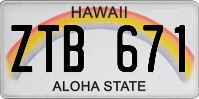 HI license plate ZTB671