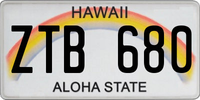 HI license plate ZTB680