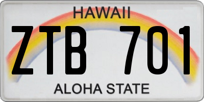HI license plate ZTB701