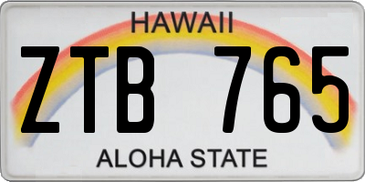 HI license plate ZTB765
