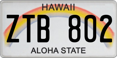 HI license plate ZTB802