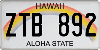 HI license plate ZTB892