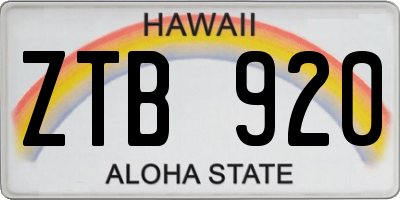 HI license plate ZTB920