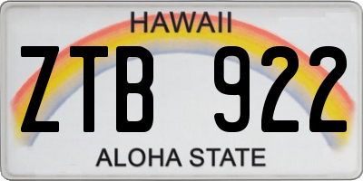 HI license plate ZTB922