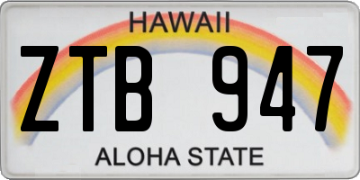 HI license plate ZTB947