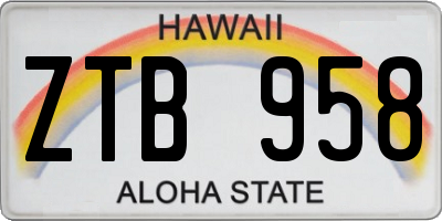 HI license plate ZTB958