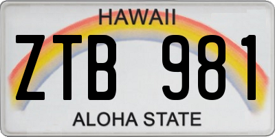HI license plate ZTB981
