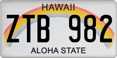 HI license plate ZTB982