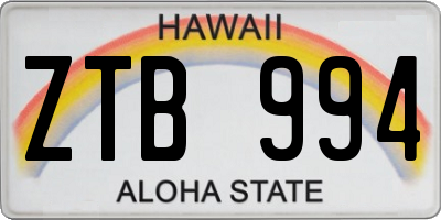 HI license plate ZTB994