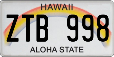 HI license plate ZTB998