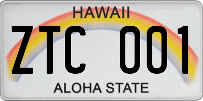 HI license plate ZTC001