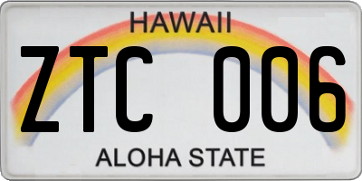 HI license plate ZTC006