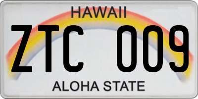 HI license plate ZTC009