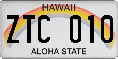 HI license plate ZTC010