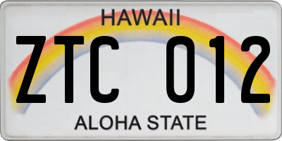 HI license plate ZTC012