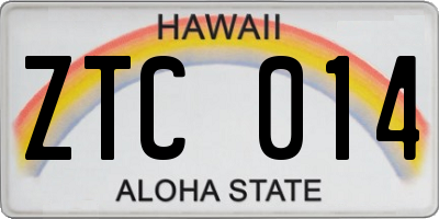 HI license plate ZTC014