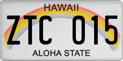 HI license plate ZTC015