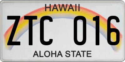 HI license plate ZTC016