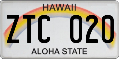HI license plate ZTC020