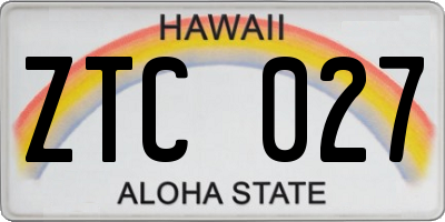 HI license plate ZTC027