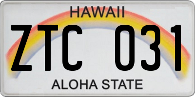 HI license plate ZTC031