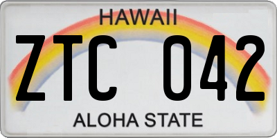 HI license plate ZTC042