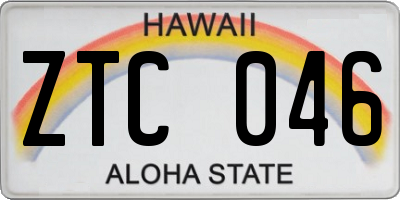 HI license plate ZTC046