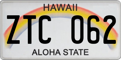 HI license plate ZTC062