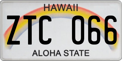 HI license plate ZTC066