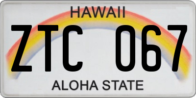 HI license plate ZTC067