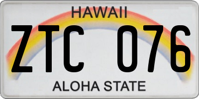 HI license plate ZTC076