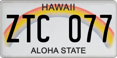 HI license plate ZTC077