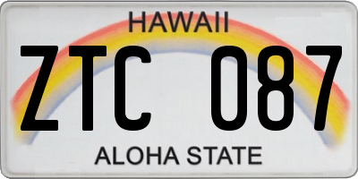 HI license plate ZTC087