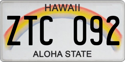HI license plate ZTC092