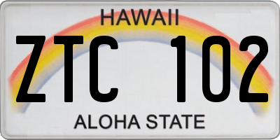 HI license plate ZTC102