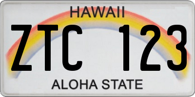 HI license plate ZTC123