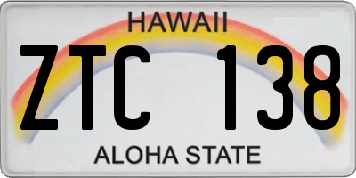 HI license plate ZTC138