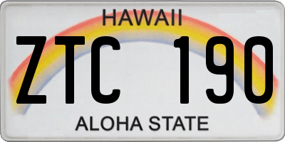 HI license plate ZTC190