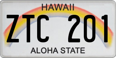 HI license plate ZTC201