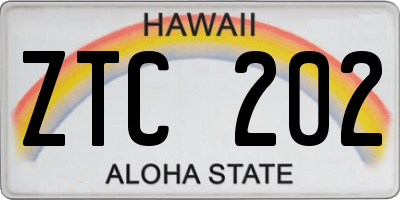 HI license plate ZTC202