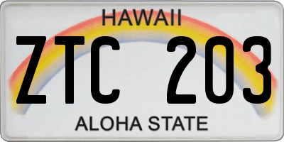 HI license plate ZTC203